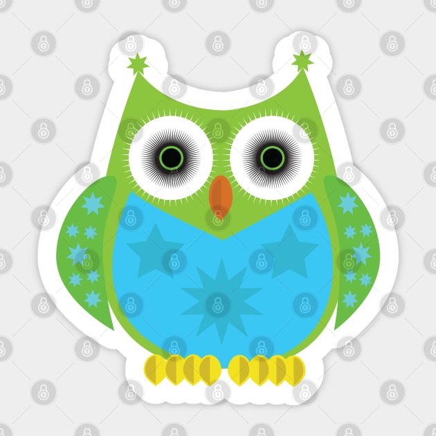 Star Owl - Green Sticker by adamzworld